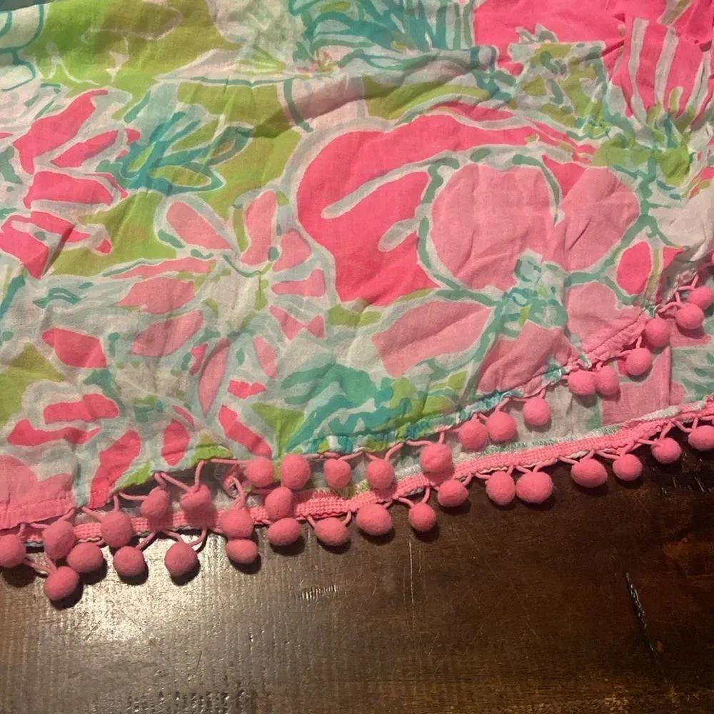 CLASSIC WHIMSY PINK AND GREEN POM POM TRIM COVER UP M/L LADIES - Picture 5 of 5